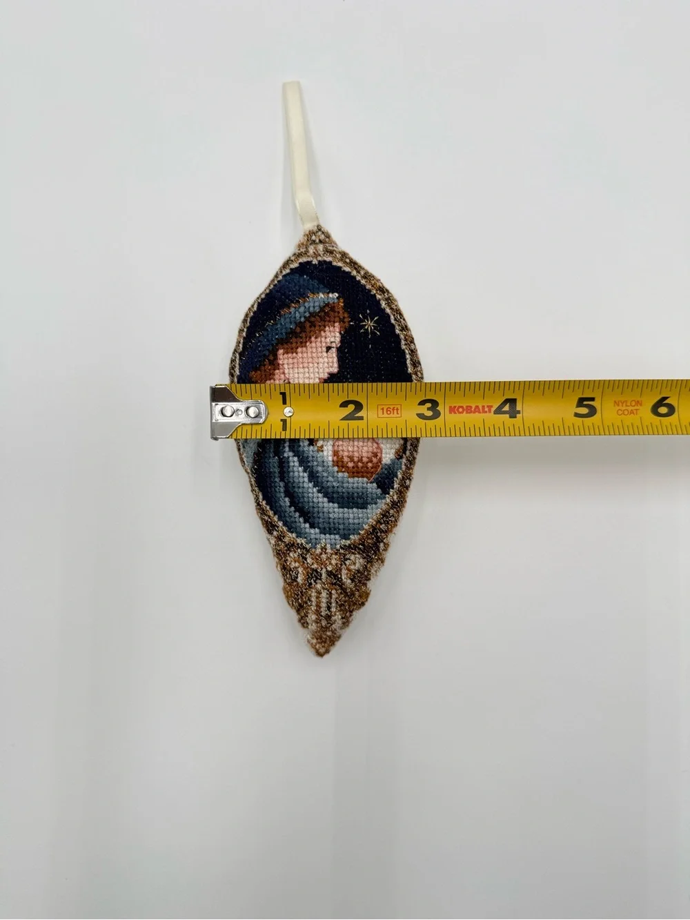 Needlepoint Nativity Christmas Ornament Mary & Baby Jesus Handmade